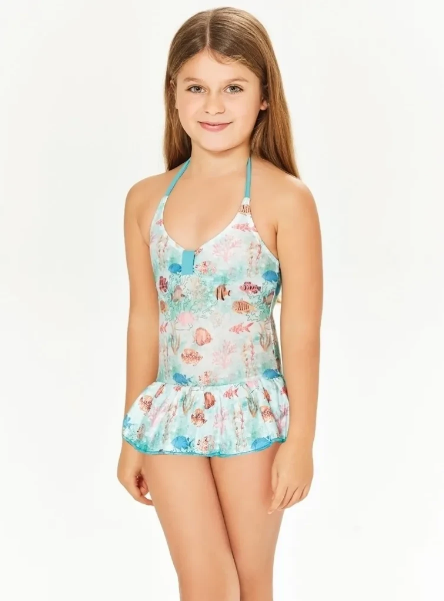 Adasea 5041 Kız Çocuk Elbise Mayo - Mint