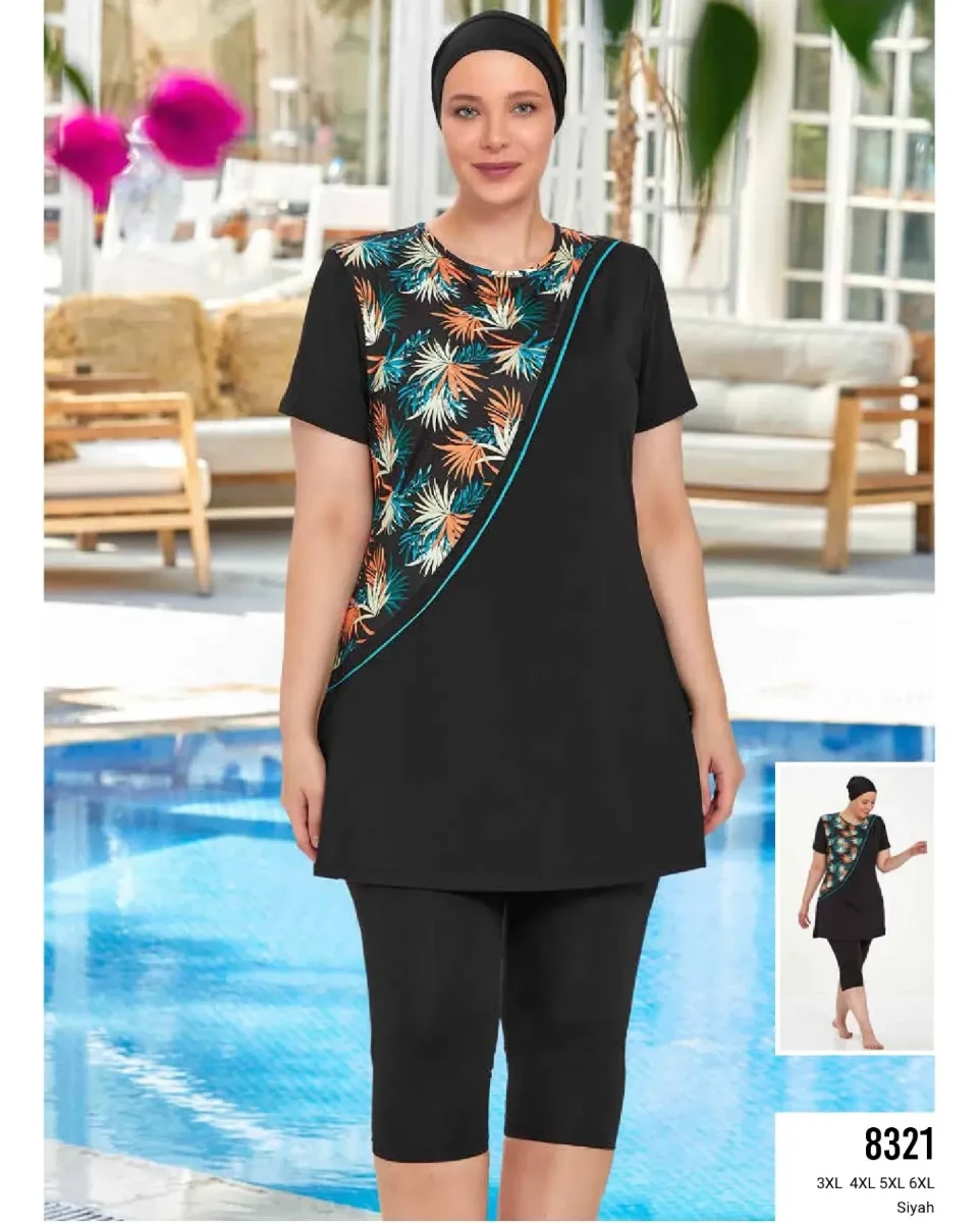 Maresiva 8321 Büyük Beden Likralı Yarı Kapalı Mayo resmi