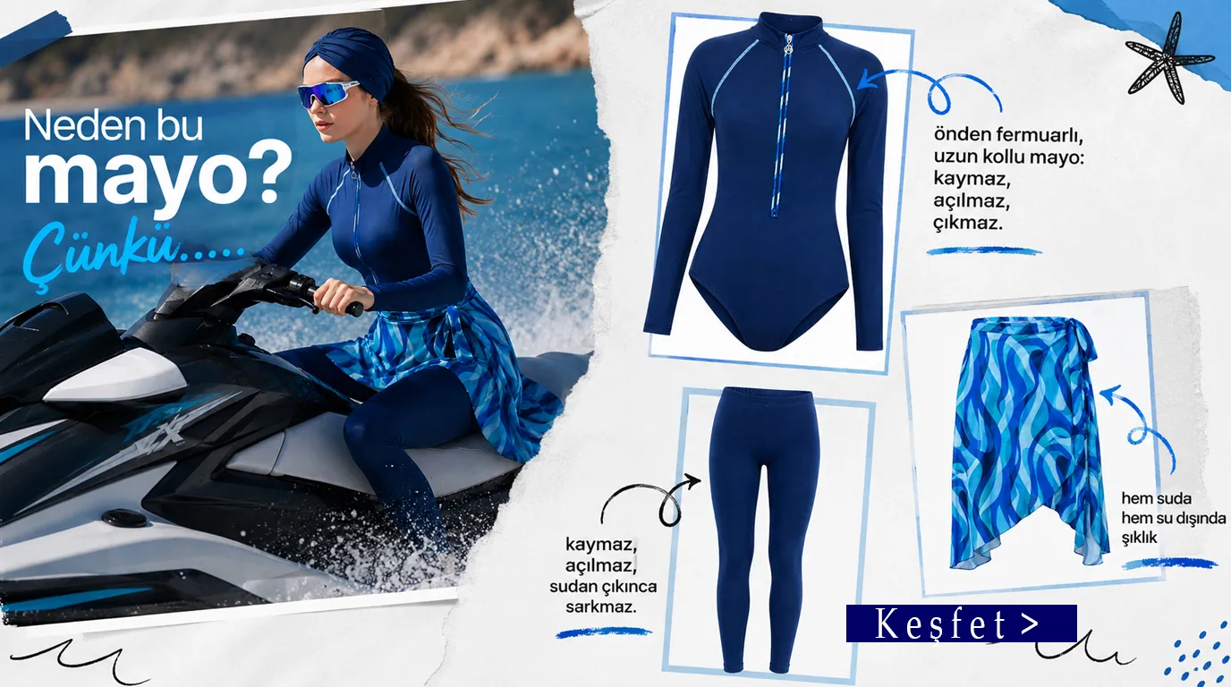 Likralı Tesettür Mayo - Modest Swimwear