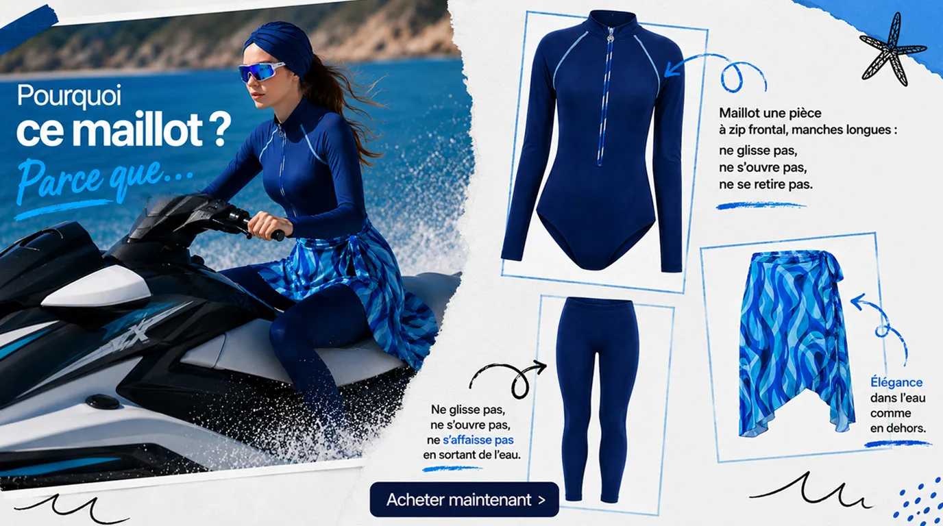 Likralı Tesettür Mayo - Modest Swimwear