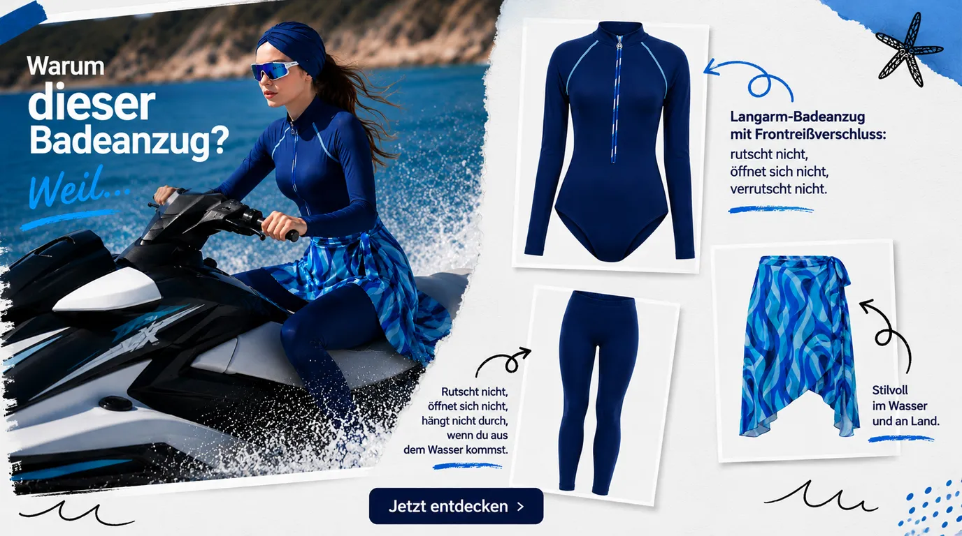 Likralı Tesettür Mayo - Modest Swimwear