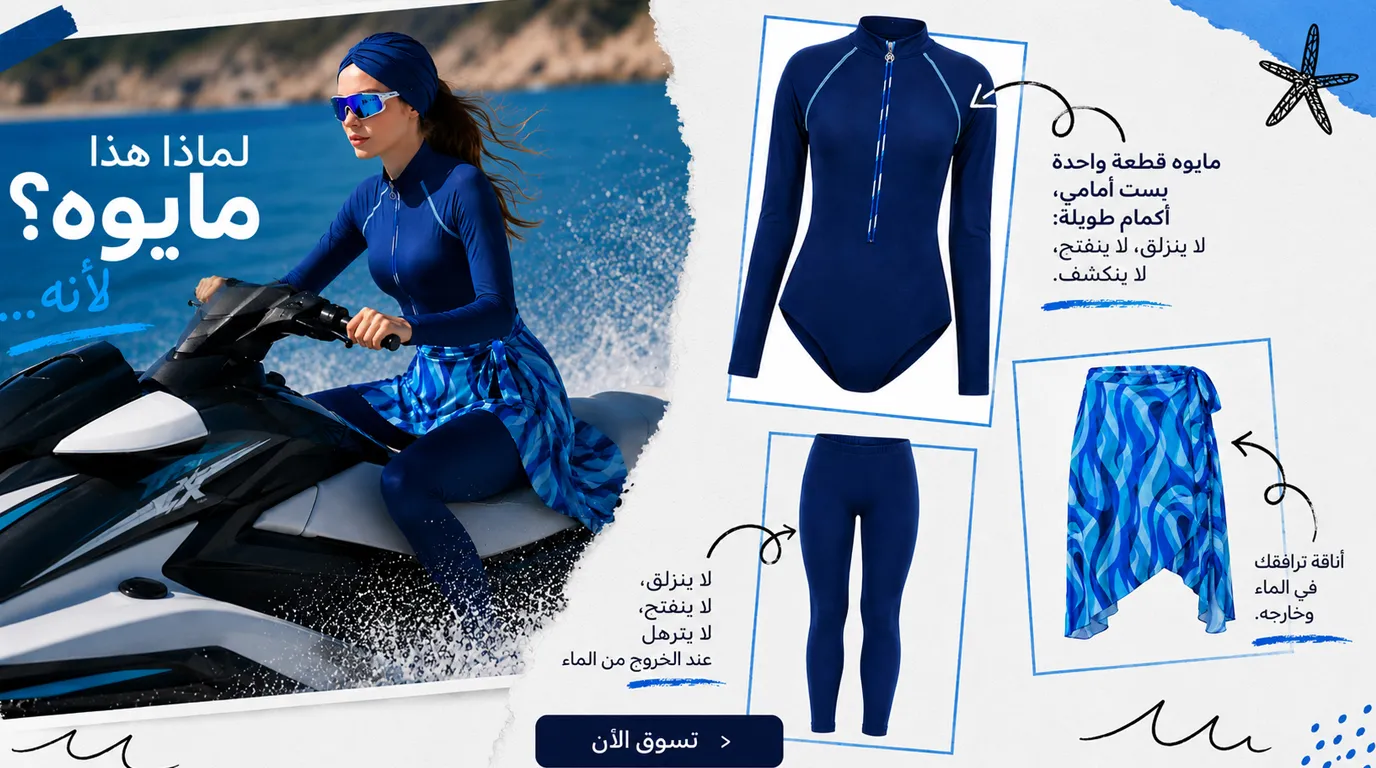 Likralı Tesettür Mayo - Modest Swimwear