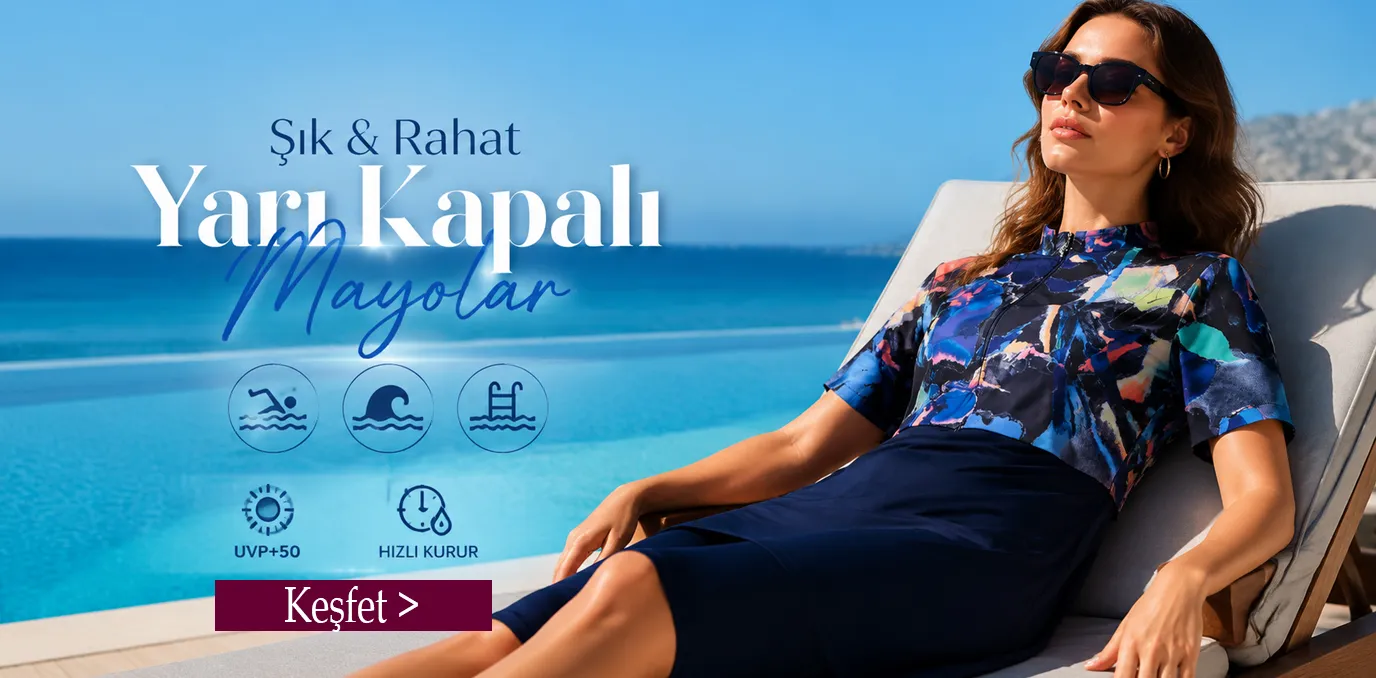 Likralı Tesettür Mayo - Modest Swimwear